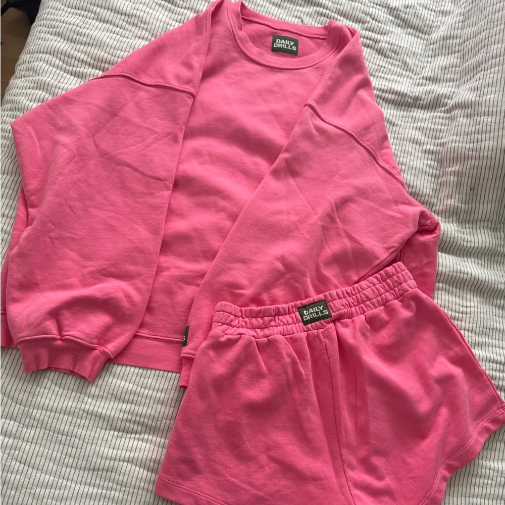 Daily Drills Pink Sweatshirt and Shorts Set